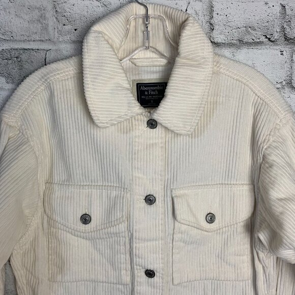 Abercrombie & Fitch Off White Corduroy Cropped Jacket - Picture 2 of 13